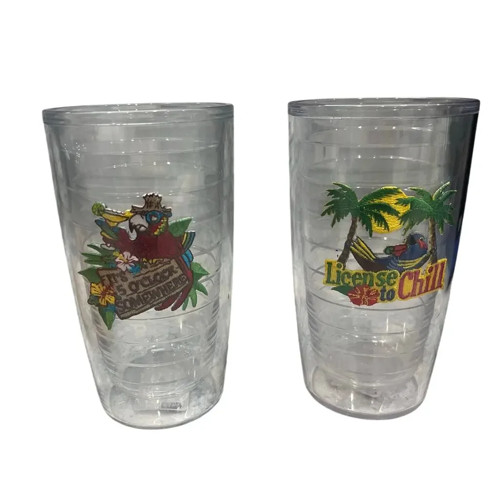 Lot of 2 Tervis Tumbler Margaritaville 16oz Cups 5 O'Clock License to Chill